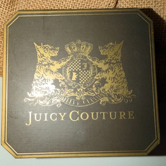 VTG Juicy Couture Gold Plated Faceted Heart Drop Dangle CZ Earrings New in Box